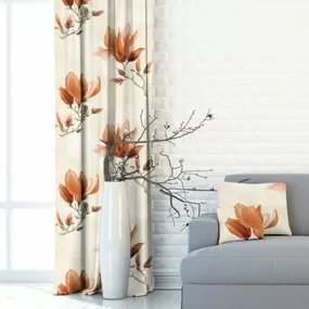 Forbyt, Záves dekoračná alebo látka, OXY Magnolie, béžovo oranžová, 150 cm