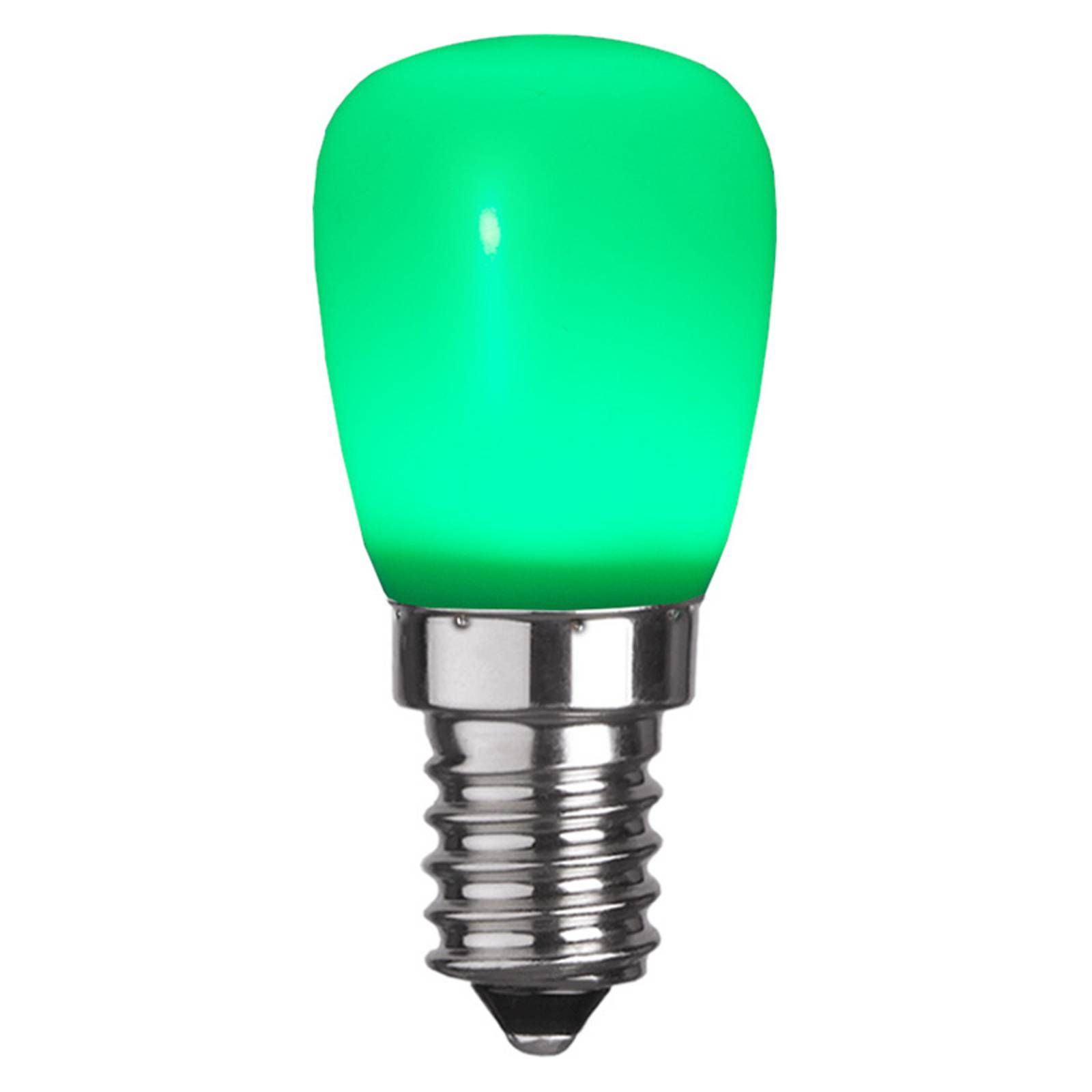 STAR TRADING LED žiarovka E14 ST26 z plastu, zelená, polykarbonát, E14, 0.9W, P: 5.8 cm