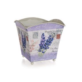 HOME DECOR Květináč plechový čtvercový LAVENDER 16 x 16 x 16 cm