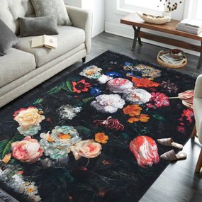 DomTextilu Fenomenálny čierny koberec do obývačky vo vintage štýle 34229-165734