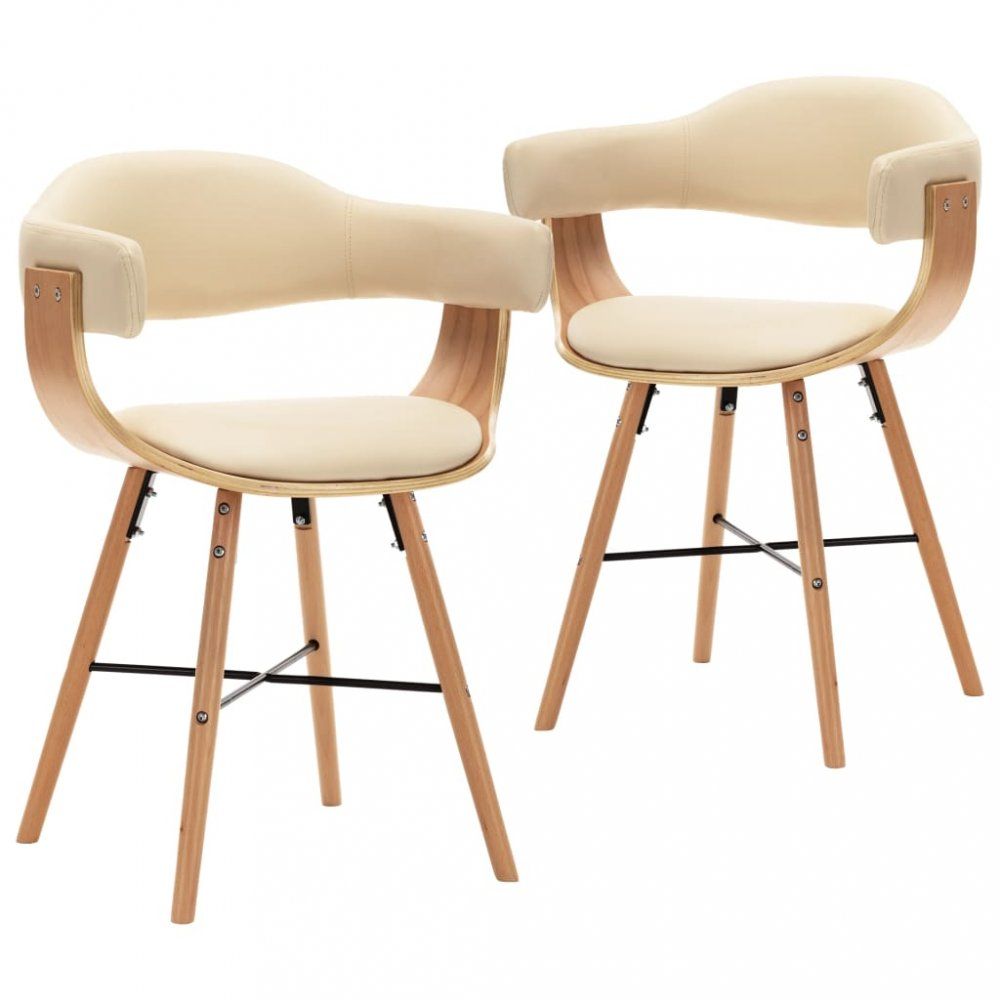 Jedálenská stolička 2 ks ohýbané drevo / umelá koža Dekorhome Krémová / svetlohnedá