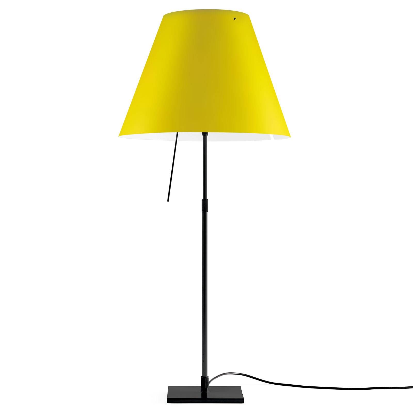 Luceplan Costanza stolná lampa D13 čierna/žltá, Obývacia izba / jedáleň, hliník, polykarbonát, E27, 140W, K: 110cm