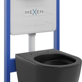 MEXEN/S - WC predstenová inštalačná sada Fenix Slim s misou WC Carmen, čierna mat 6103388XX85