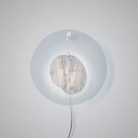 Foscarini Gioia nástenné LED svetlo Ø 40 cm zelená, Obývacia izba / jedáleň, PMMA, mramor, hliník, mosadz, 10W