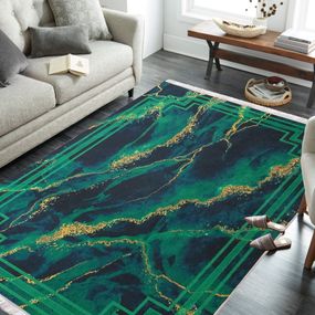 DomTextilu Protišmykový koberec s abstraktným vzorom v zelenej farbe 23942-143457
