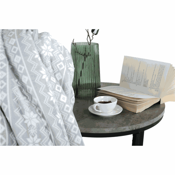 Obojstranná baránková deka, sivá/biela/vzor, 150x200, MARITA