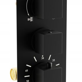 Podomietková termostatická batéria CUBE - čierna matná - 3 výstupy