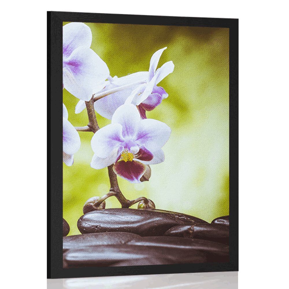 Plagát zen kamene a orchidea - 40x60 black