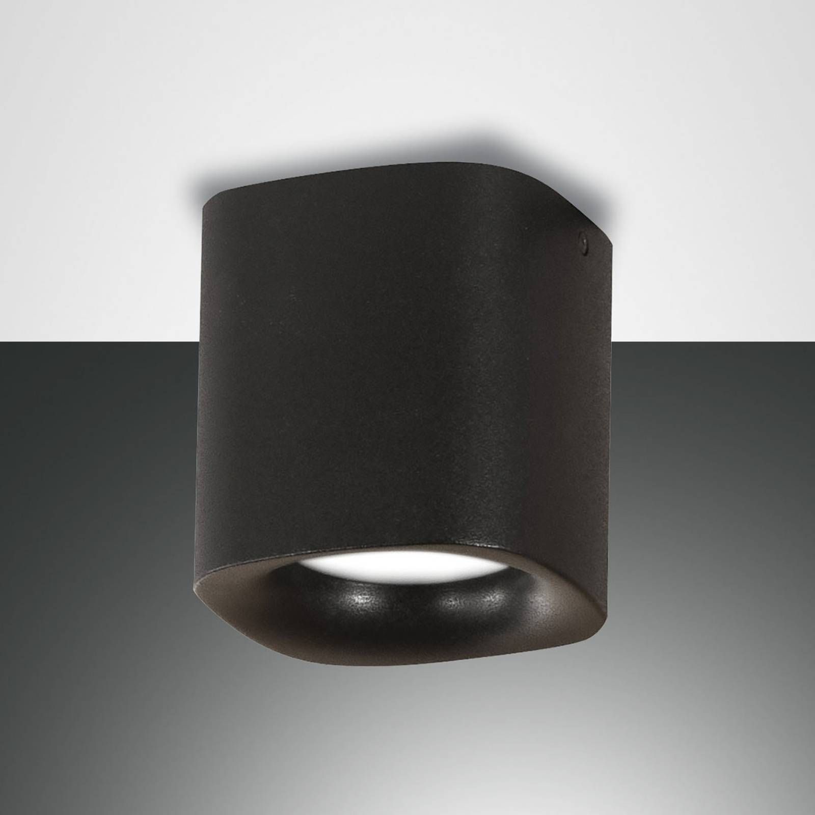 Fabas Luce Stropné svietidlo Smooth 1-plameňové čierne IP44, Obývacia izba / jedáleň, hliník, GU10, 10W, P: 9 cm, L: 9 cm, K: 9.5cm