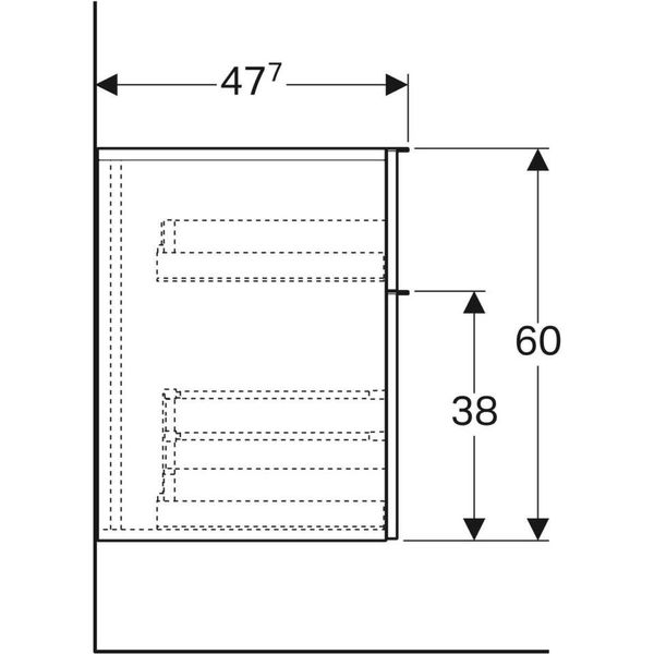 Geberit iCon - Bočná skrinka 450x600 mm, 2 zásuvky, matná biela 841045000