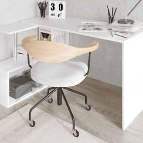 Dizajnový rohový písací stôl Rachelle biely