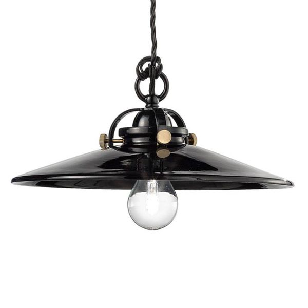 Ferroluce Čierna keramická závesná lampa Edoardo, 31 cm, Obývacia izba / jedáleň, keramika, E27, 70W