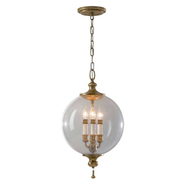 FEISS Závesná lampa Argento so sklenenou guľou, Obývacia izba / jedáleň, kov, sklo, E14, 60W, K: 53.3cm