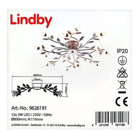 Lindby - LED Prisadený luster BOLONIA 12xLED/3W/230V