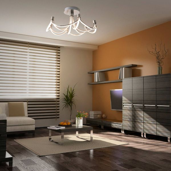 Näve Stropné LED svetlo Festos nikel matná stmievateľná, Obývacia izba / jedáleň, hliník, kov, silikón, 36W, Energialuokka: G, K: 30cm