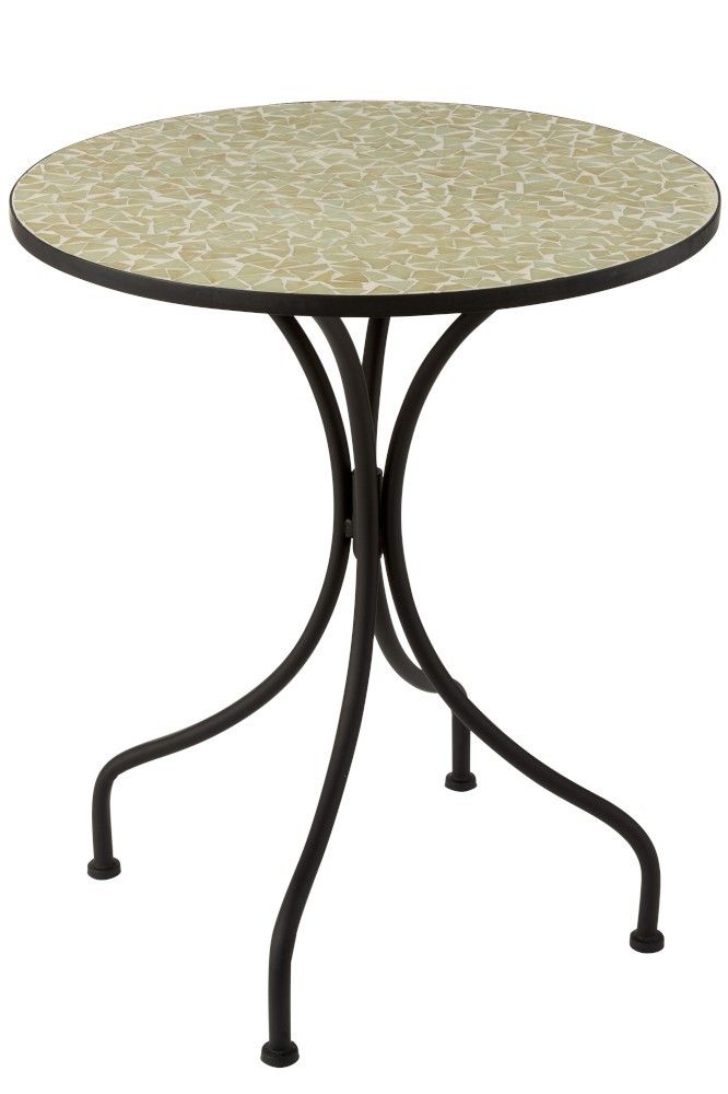 Kovový čierny okrúhly stôl s mozaikou Shard Yellow - ∅ 61 * 71 cm