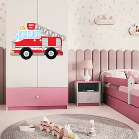 Dětská skříň Babydreams 90 cm hasičské auto růžová