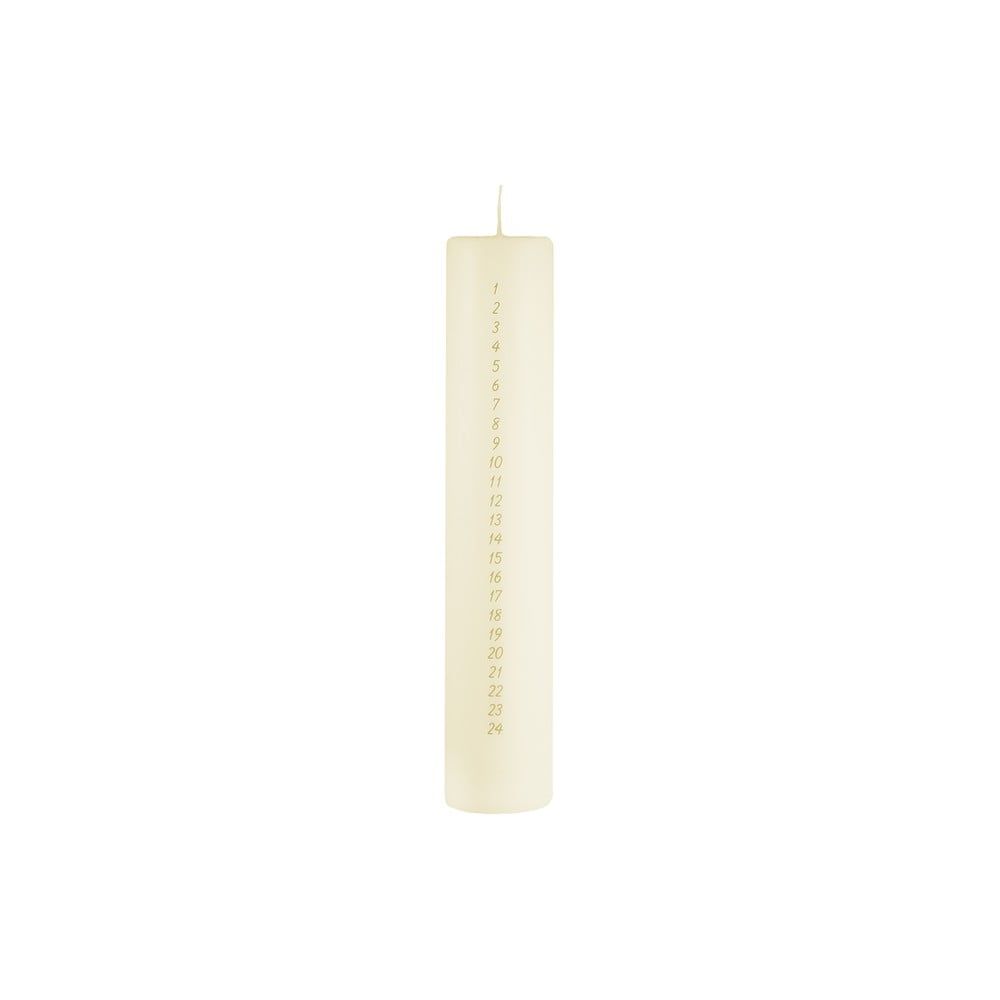 Krémovobiela adventná sviečka s číslami Unipar, doba horenia 70 h