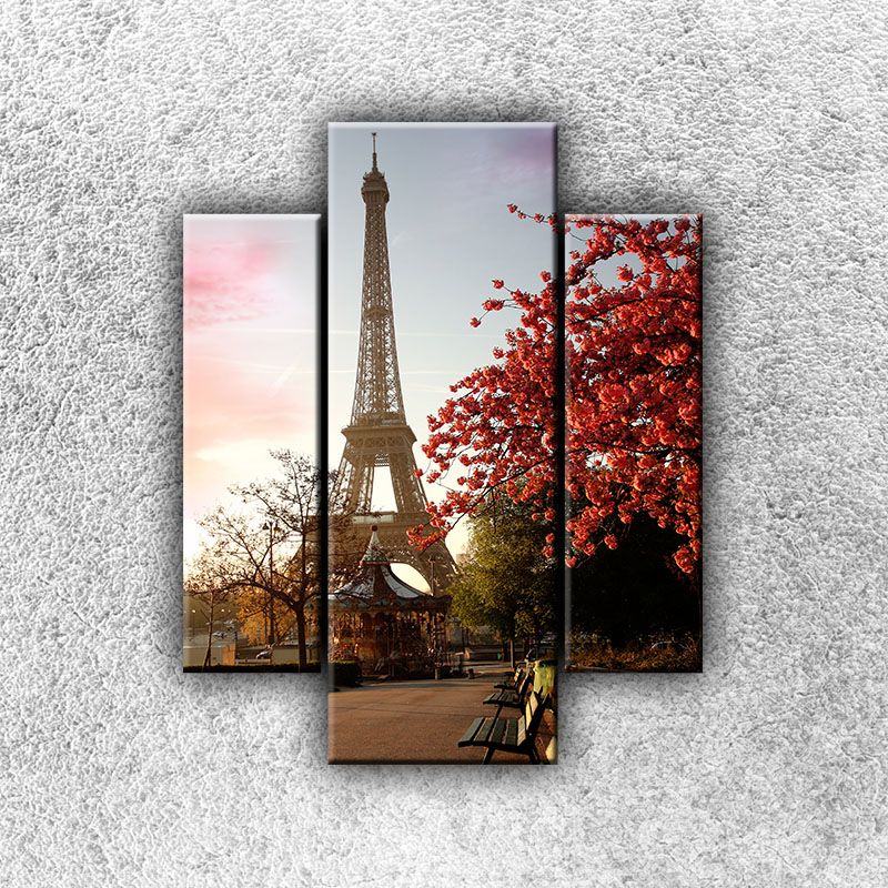 Foto na plátne Eiffelovka s kvitnúcim stromom 1 70x55 cm