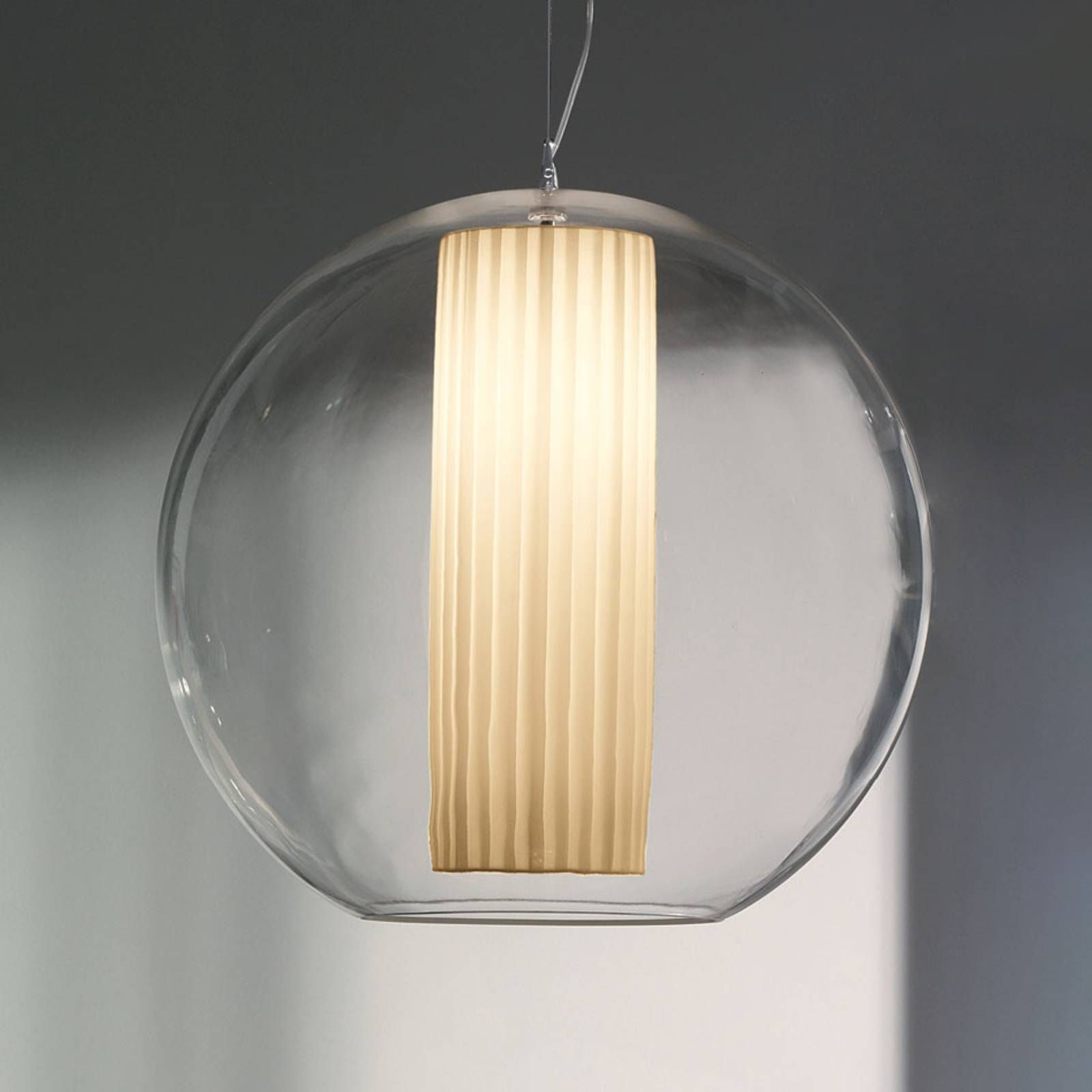 Modo Luce Bolla závesná lampa látka biela Ø 60 cm, Obývacia izba / jedáleň, kov, PMMA, textil, E27, 42W, K: 56cm