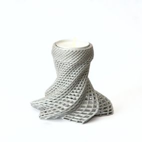 Pieris design Svietnik Crochet pre čajovú sviečku biela kriedová