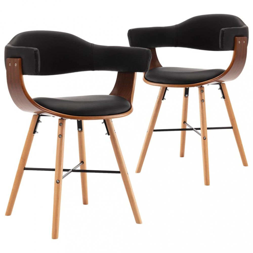 Jedálenská stolička 2 ks ohýbané drevo / umelá koža Dekorhome Čierna / hnedá