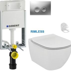 GEBERIT KOMBIFIXBasic vr. matného tlačidla DELTA 25 + WC Ideal Standard Tesi se sedlem RIMLESS 110.100.00.1 21MA TE2