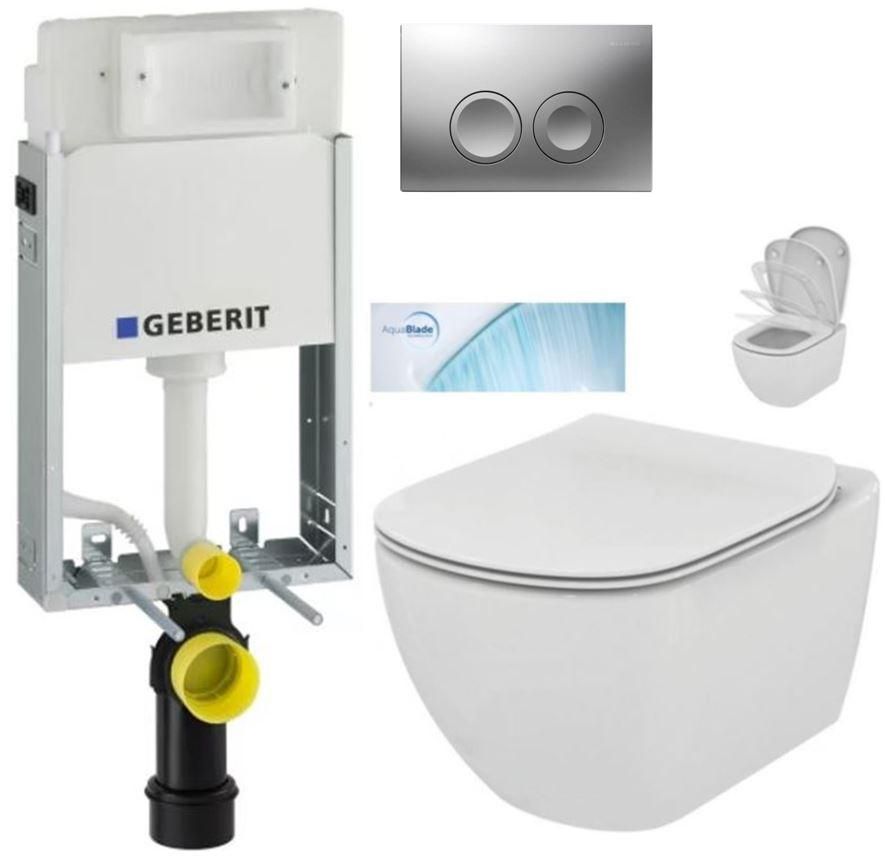 GEBERIT KOMBIFIXBasic vr. matného tlačidla DELTA 25 + WC Ideal Standard Tesi so sedadlom SoftClose, AquaBlade 110.100.00.1 21MA TE1