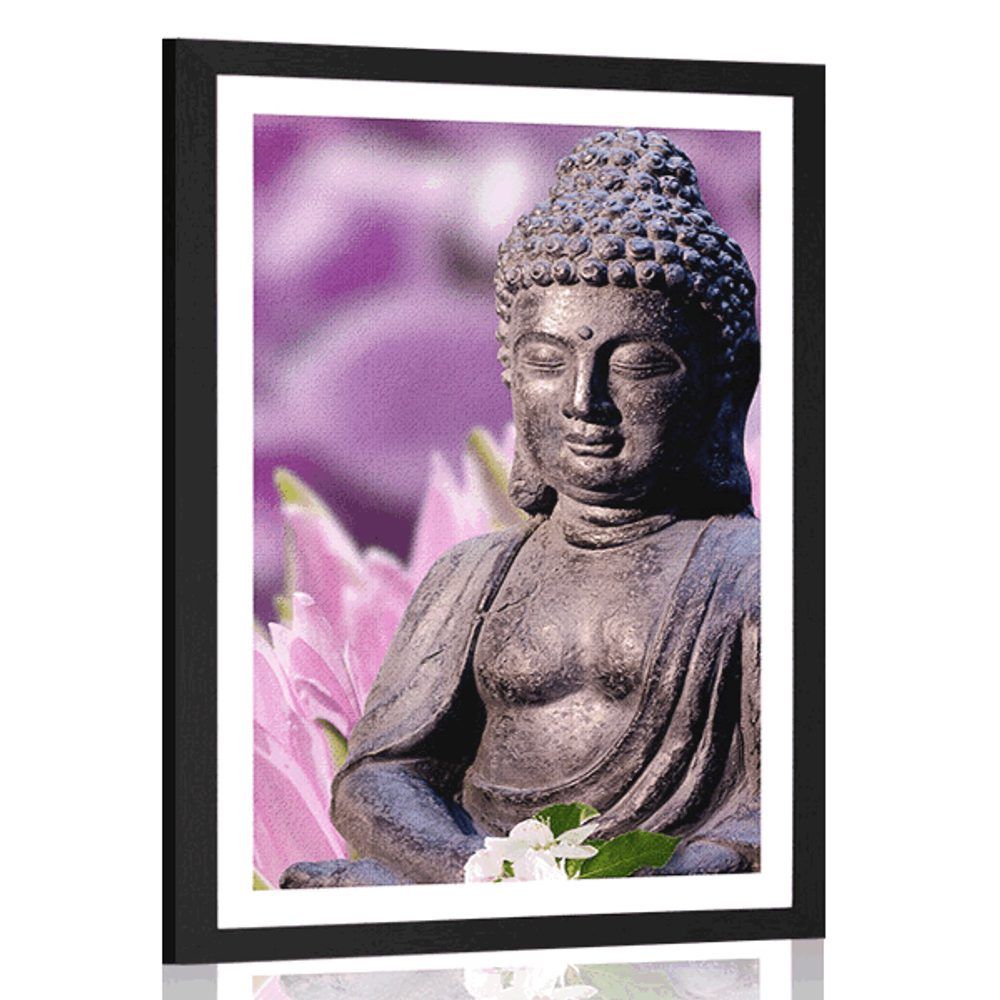 Plagát s paspartou pokojný Budha - 30x45 black