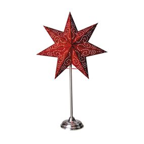 STAR TRADING Stojacia hviezda Antique, kov/papier, červená, kov, papier, E14, 25W, L: 34 cm, K: 55cm