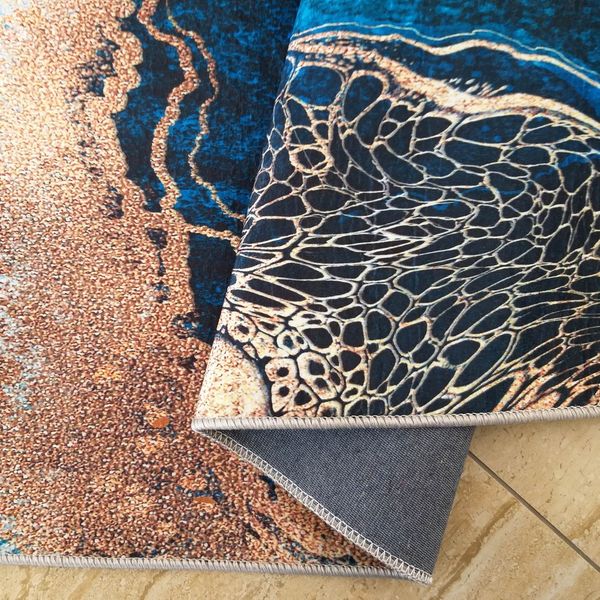 DomTextilu Protišmykový koberec v modrej farbe s abstraktným vzorom 55129-234533