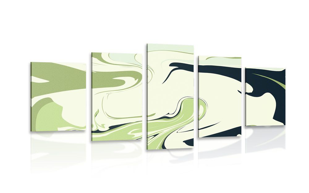 5-dielny obraz abstraktný vzor materiálov zelený - 200x100