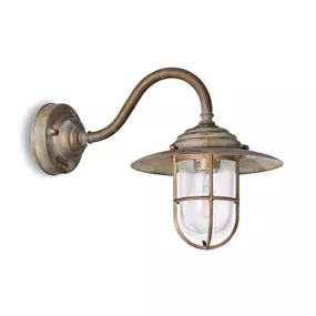 Moretti Luce Vonkajšie nástenné svetlo Chalet 140 mosadz/číra, mosadz, E27, 52W, K: 29cm