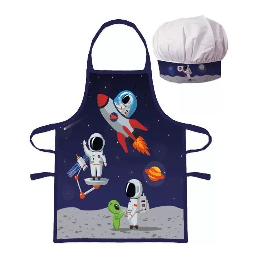BrandMac · Detská zástera s kuchárskou čiapkou Kozmonauti