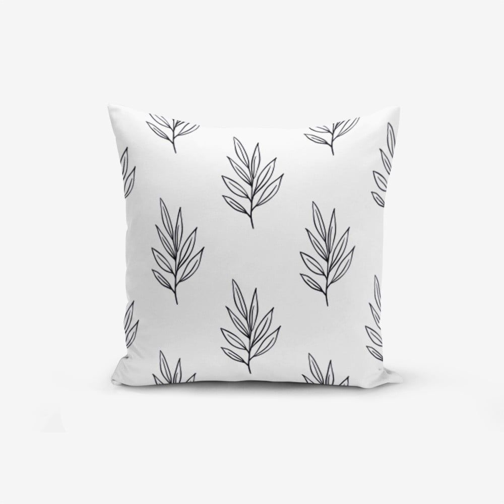 Obliečka na vankúš s prímesou bavlny Minimalist Cushion Covers White Leaf, 45 × 45 cm