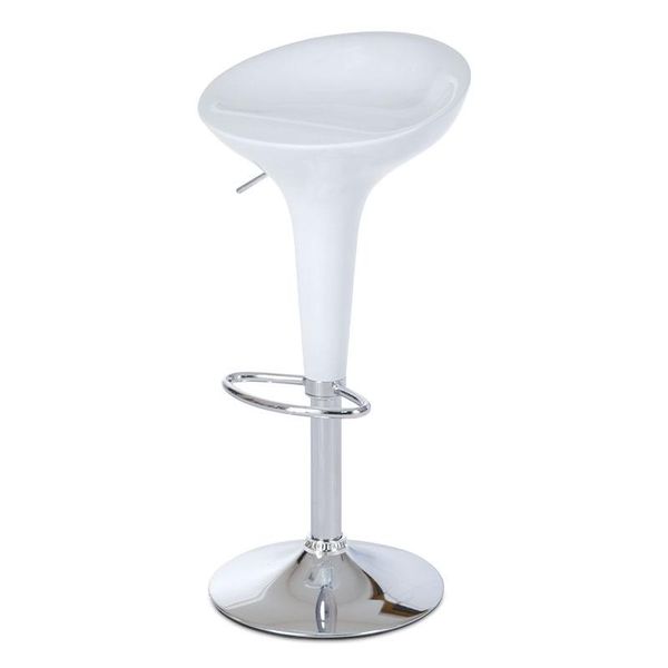 Autronic -  Barová stolička AUB-9002 WT, plast biely/chróm