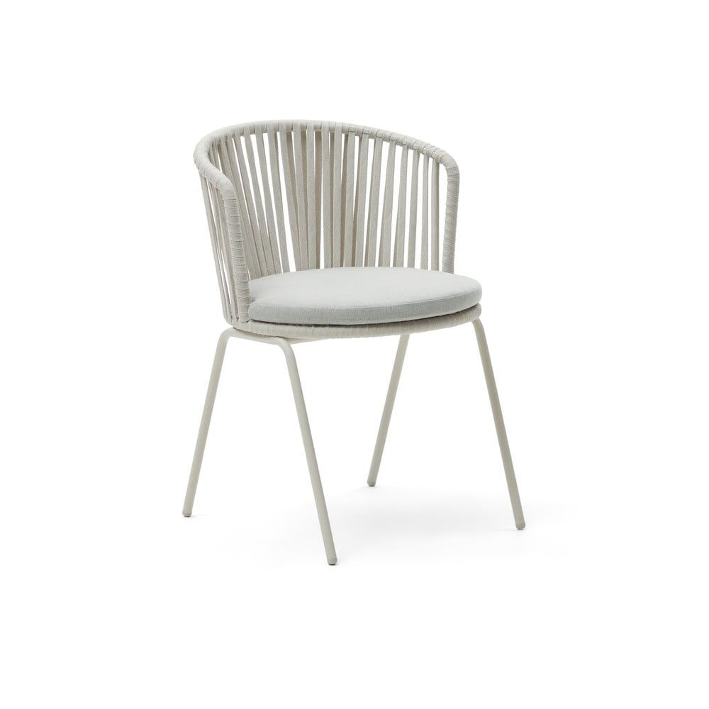 Biela kovová záhradná stolička Saconca - Kave Home