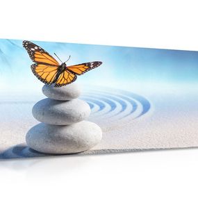 Obraz rovnováha kameňov a motýľ - 120x60
