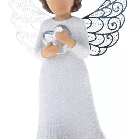 Dekoračná soška Anjel so srdcom 12 cm, biely