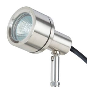 Heitronic Bodové LED svietidlo Schego-Lux GU4 IP68, mosadz poniklovaná, ušľachtilá oceľ, sklo, GU4 / MR11, 2.5W, P: 7.3 cm, K: 10.2cm