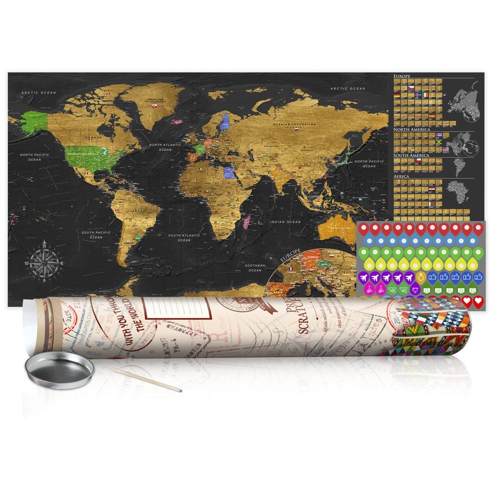 Zoškrabávacia mapa sveta - Golden Map: Poster