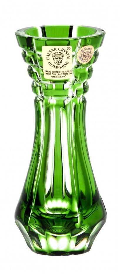 Krištáľová váza Nora, farba zelená, výška 104 mm
