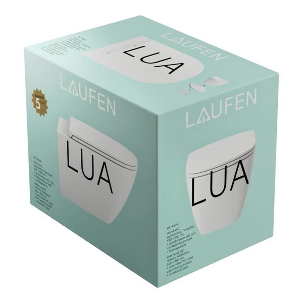 Laufen Lua - Závesné WC rimless pack, hlboké splachovanie, sedadlo s poklopom, so spomalovacím sklápacím systémom H8660800000001