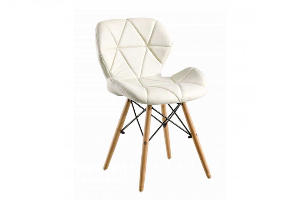 VerDesign, DORSET II čalúnená stolička, biela ekokoža,masív