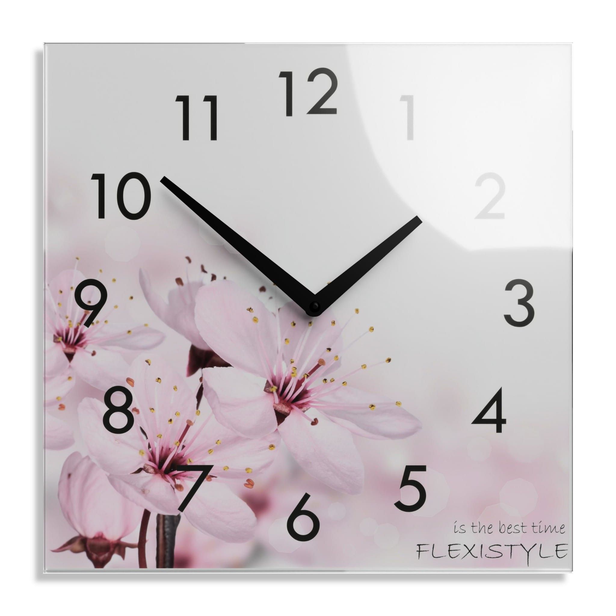 DomTextilu Dekoračné sklenené hodiny 30 cm s motívom kvitnúcich kvetov 57306