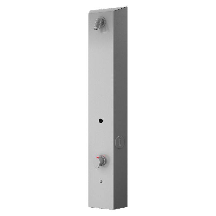 Sanela - Nerezový sprchový nástenný žetónový panel s termostatickým ventilom, 24 V DC