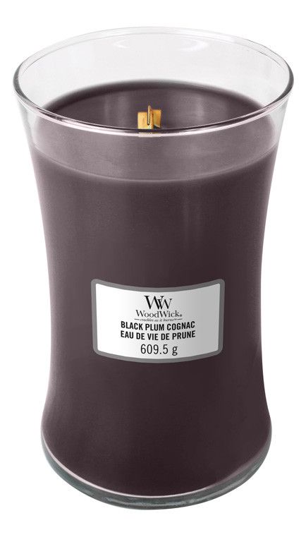 Woodwick sviečka veľká Black Plum Cognac