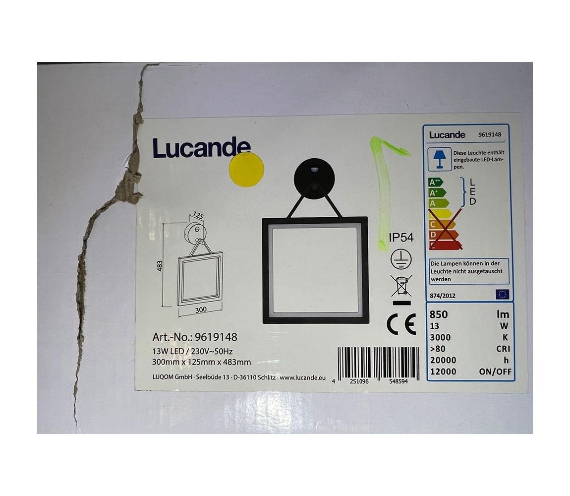 Lucande - LED Vonkajšie nástenné svietidlo so senzorom MIRCO LED/13W/230V IP54