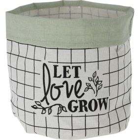 Textilný obal na kvetináč Let Love Grow, 20 x 18 cm, tm. zelená