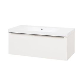 MEREO - Mailo, kúpeľňová skrinka s umývadlom z liateho mramoru 101 cm, biela CN517M